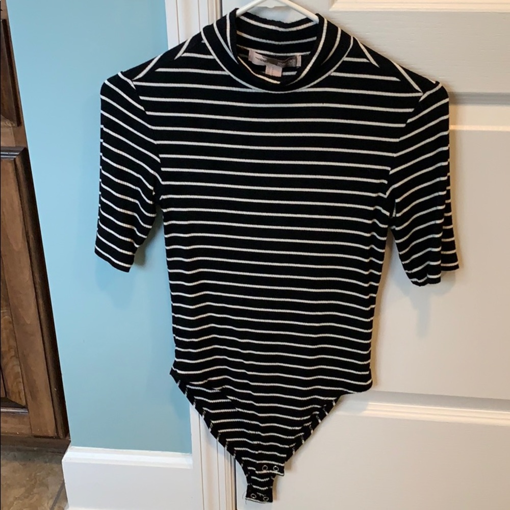 Black and White turtleneck bodysuit